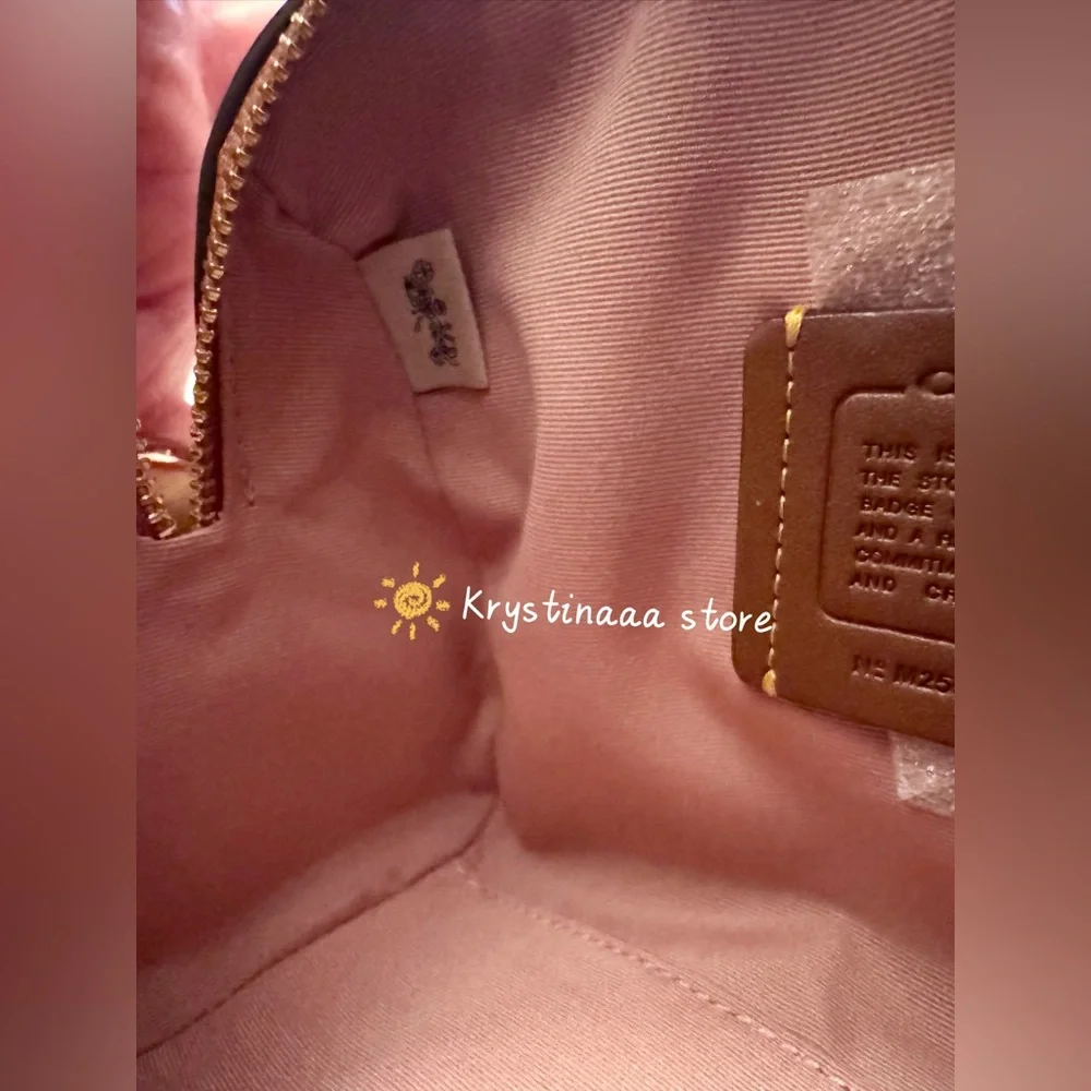 Coach Mini Rowan Bag In Signature With Charms in Powder Pink CEK79 - Picture 9 of 11